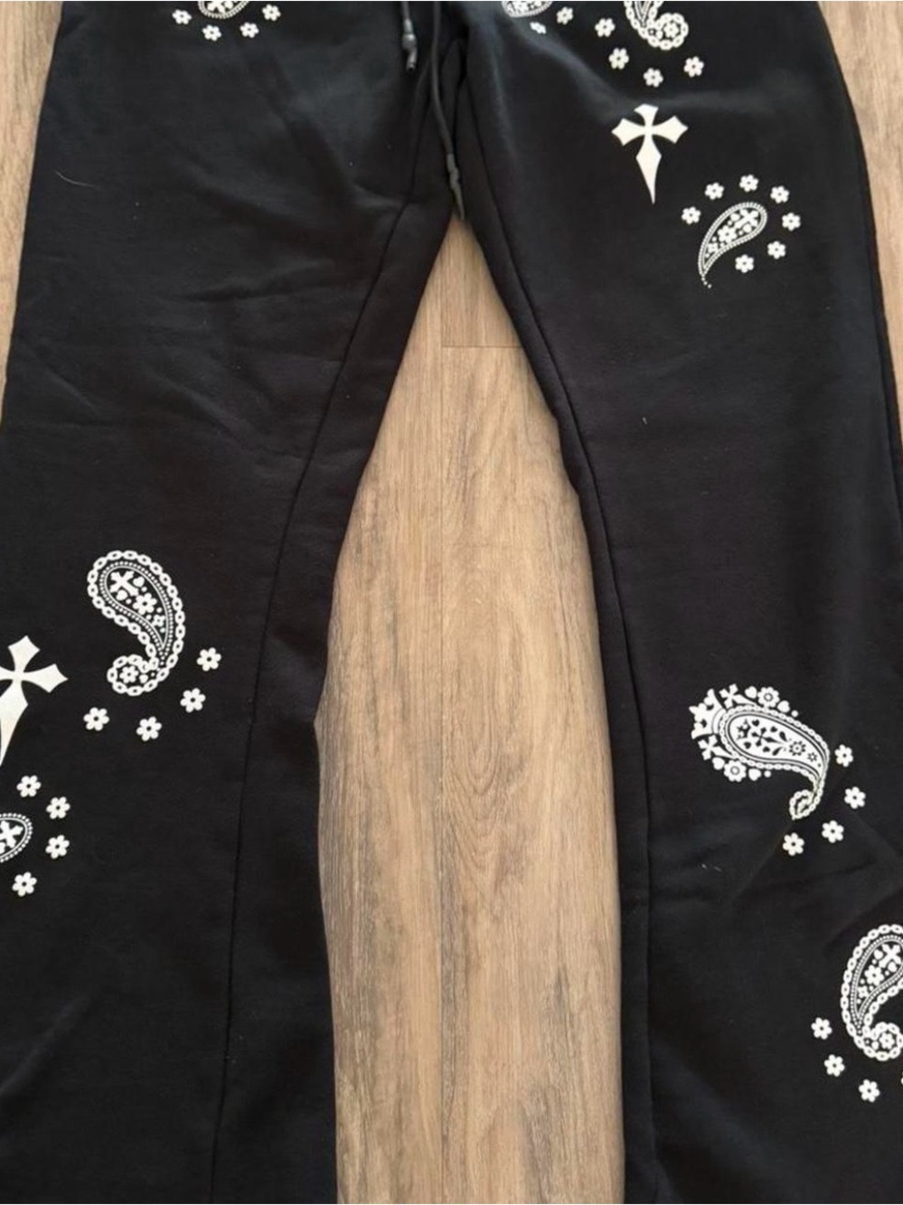Black men’s  Paisley Print Bottoms - Soft Pull-On Pants